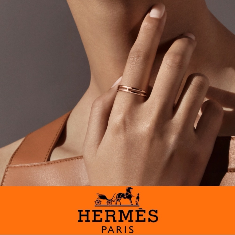 💍HERMÈS $1,400 Ariane Wedding Band 18K Rose Gold 48 size 4.5